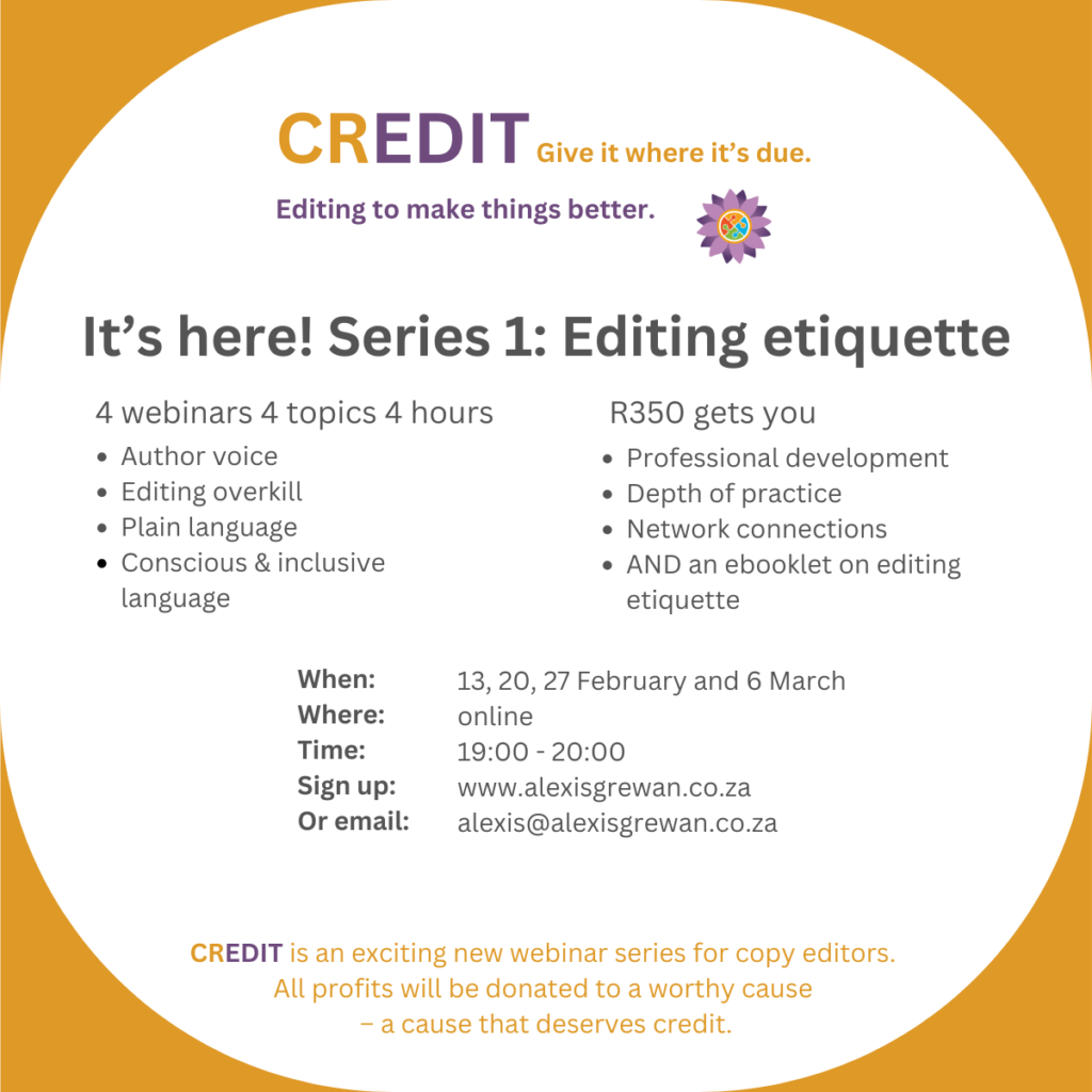 Dates and cost for CREDIT Series 1